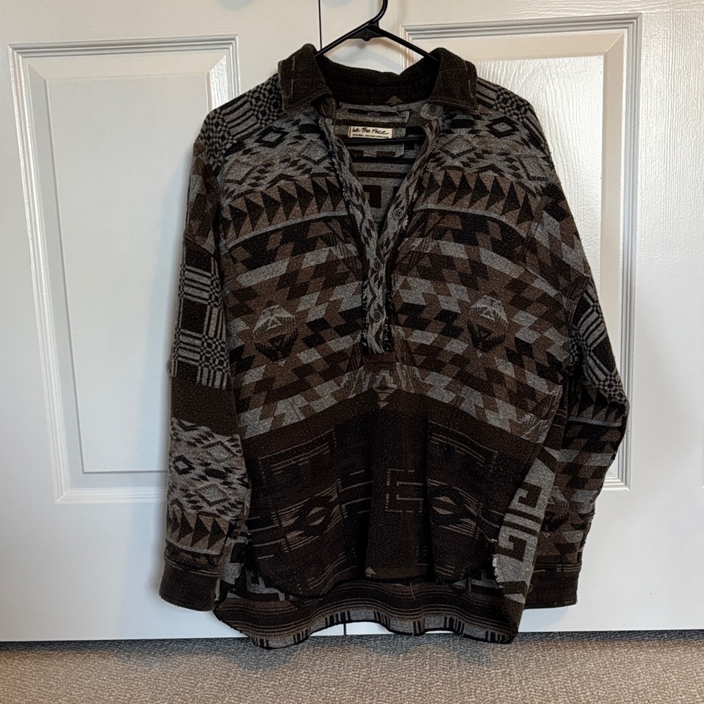 Free People We The Free Black / Gray “Arizona Sky” Pullover Wms Size XS